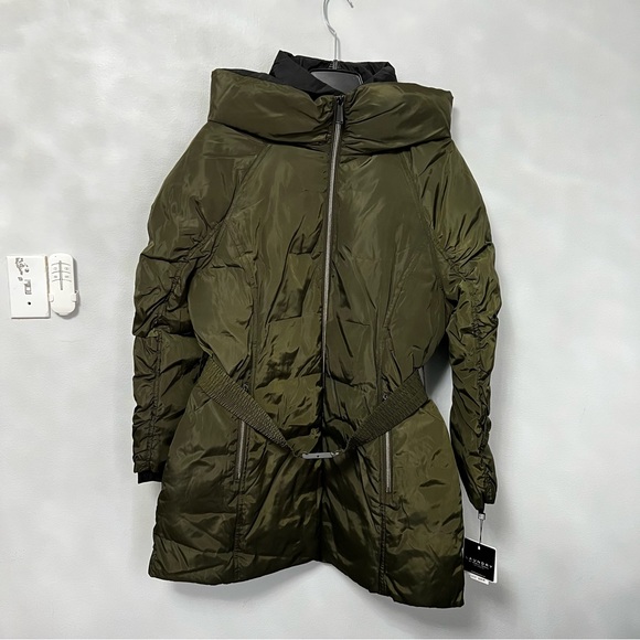 Laundry by Shelli Segal Hooded Belted Parka Jacket In MilitGry -Military Color - Picture 6 of 16